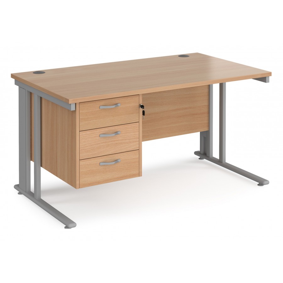 Maestro Cable Managed Desk with Three Drawer Pedestal